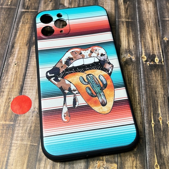 5for$10 Aztec Stripes Cow Print Lips Catcus Vibrant IPhone 11 Pro Phone Case - Picture 5 of 5